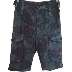Camo Cargo Shorts - 26"W - 11" Inseam - Dark Navy & Teal - Multi-Pocket Utility